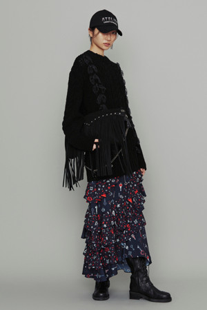 [Atelier] Key Print Frill Long Skirt