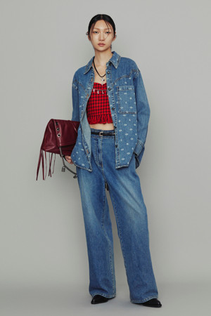 [Atelier] Print Block Denim Shirts (blue)