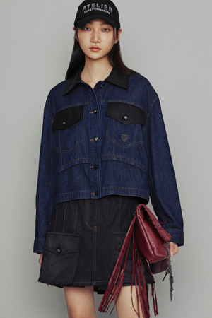 [Atelier] Leather Colored Denim Shirt (blue)