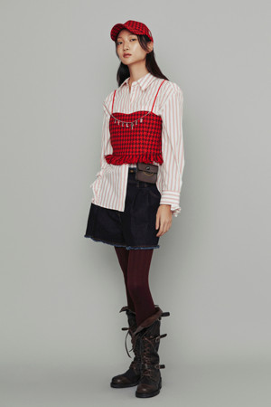 [Atelier] Frill Point Stripe Shirt Blouse