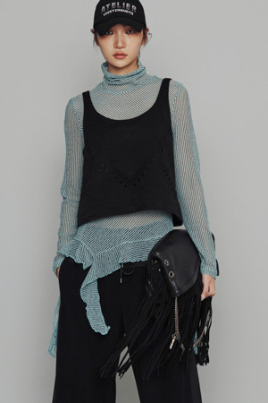 [Atelier] Suede Bustier Blouse (black)