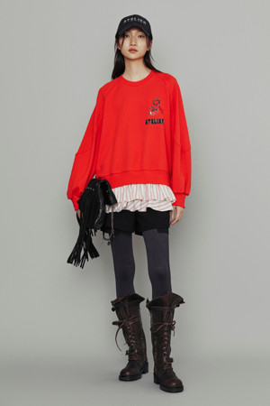 [Atelier] Stripe Color Sweatshirt (red)