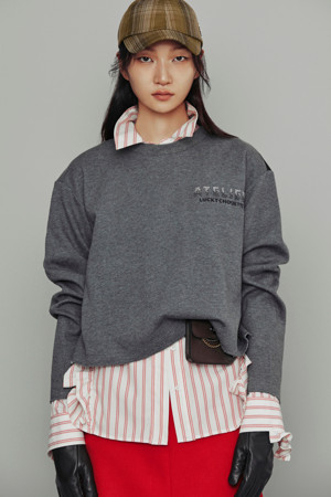 [Atelier] Leather Point Long Sleeve T-Shirt (grey)