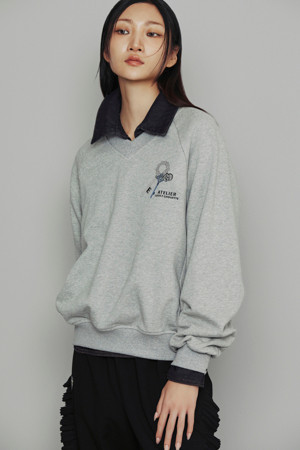 [Atelier] Sleeve Volume Sweatshirt (melange grey)