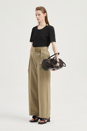 Back Banding Cotton Wide Pants