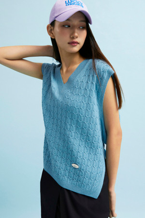 V-neck Back Unbalanced Knit Vest