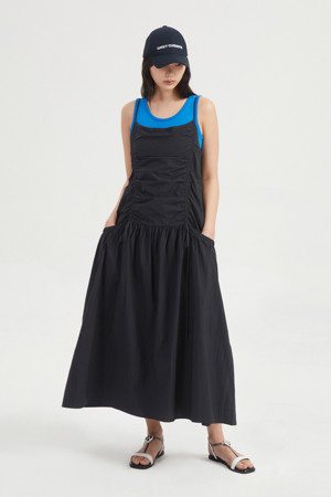 Shirring Slip Long Dress