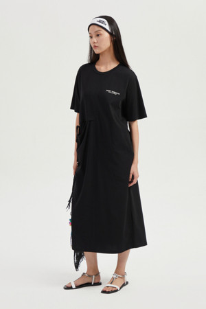 Slit Point Short Sleeve Jersey Dress