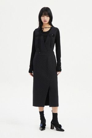 H Line Long Check Dress