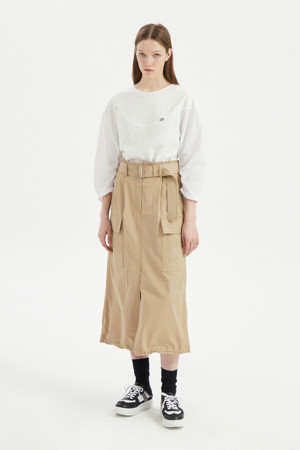 Cotton Out Pocket Back Banding Long Skirt