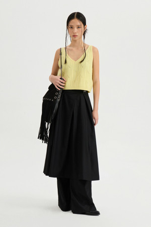 Wool Flare Long Skirt (black)