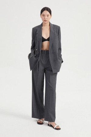 Wool Blend Wide Pants (With Belt)