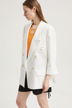 Three-Quarter Sleeve Linen Blend Double Jacket