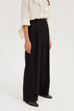 Emblem Point Solid Wide Pants