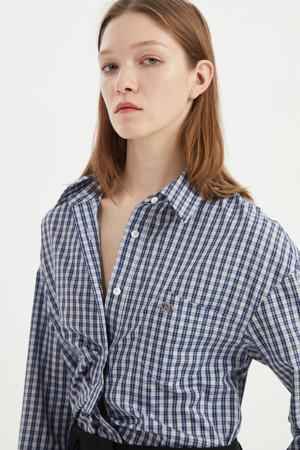 Waist Tuck Accentuated Cotton check Blouse