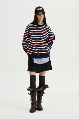 Frill Point Stripe Sweatshirt (dark navy)