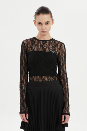 [Re-Order][Atelier] Lace Slim Fit Long Sleeve T-shirt (black)