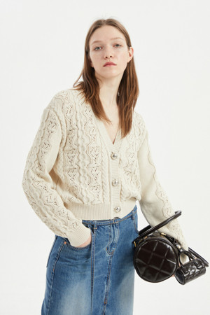 Cable Variant Crop Knit Cardigan