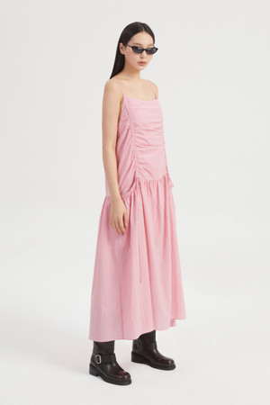 Shirring Slip Long Dress