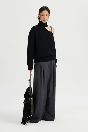 Two-Tuck Wool Wide Pants (melange grey)