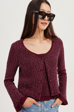 Volume Tissue U-neck Knit Cardigan