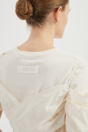 [Atelier] Woven Bustier Attached Short-sleeved T-shirt 