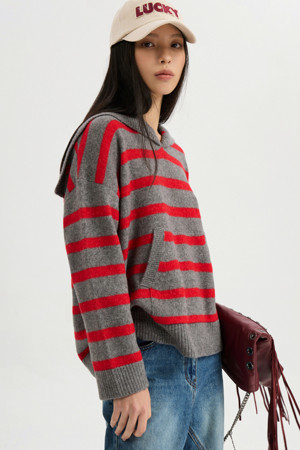 Stripe Sailor Knit Pullover (red)