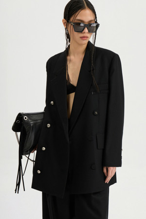 Wool Double Breast Jacket (black)