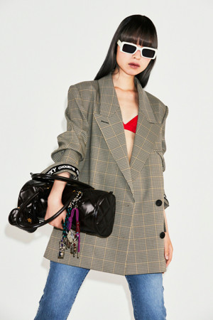 Hound Tooth Check Peaked Collar Jacket