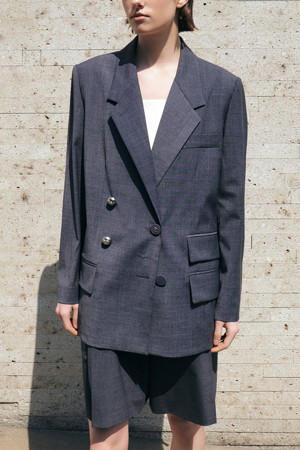 Unbalanced Button Double Jacket