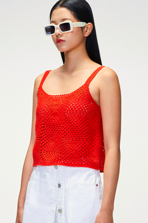 Logo Crochet Sleeveless Top