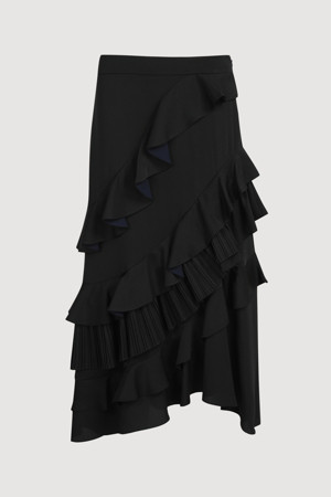 [Atelier] Solid Frill Long Skirt (black)