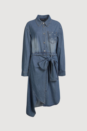 Pocket Printed Shirt-type Denim Dress