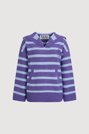 Stripe Sailor Knit Pullover (purple)