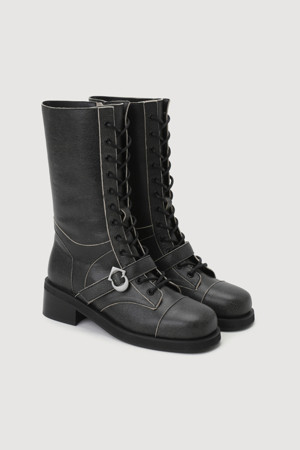 [Atelier] Cowhide Lace-Up Boots (grey)