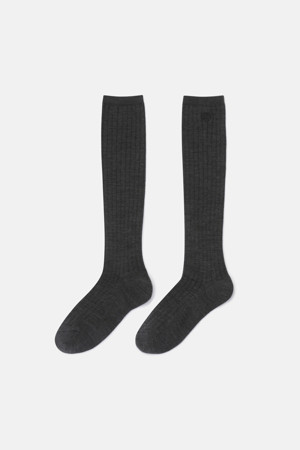 Embroidery Point Ribbed Knee Socks