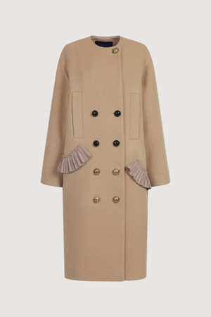 Pleats Panel Double Button Coat