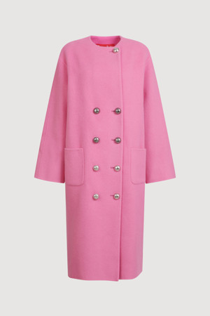 Double Button Collarless Coat