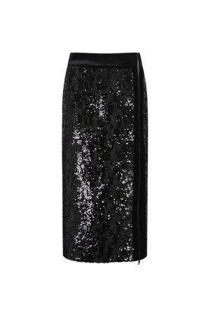 Zipper Spangle Long Skirt