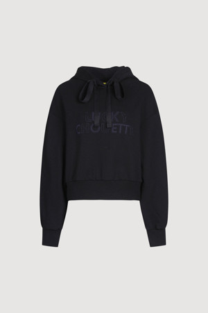 Logo Embroidery Cropped Hoodie T-shirt