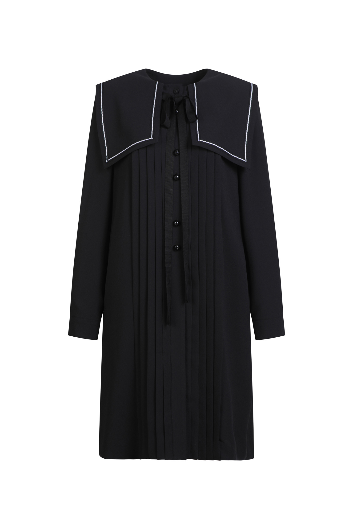 ★TREEMINGBIRD★ Apron Pleated One-piece Apron Pleated One-piece [ Black ] - TREEMINGBIRD