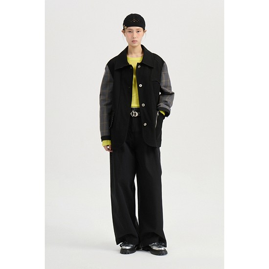 [Atelier] Check MIX Waist String Jumper (black)