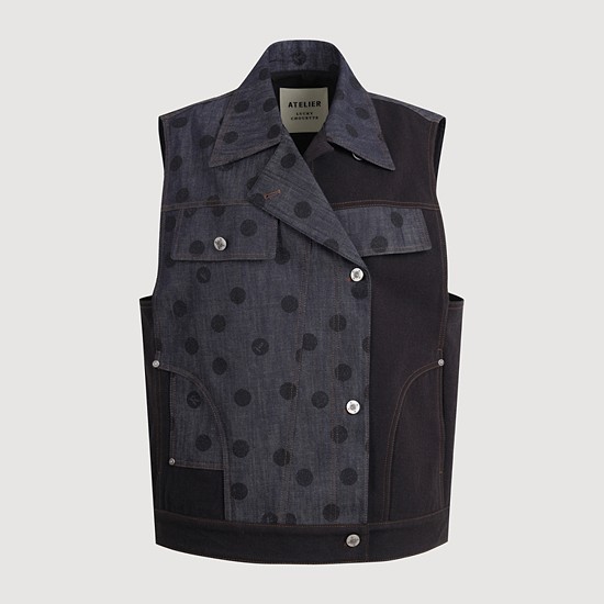 [Atelier] Dot Print Vest (dark navy)