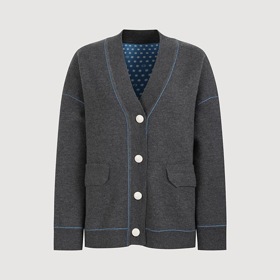Reversible Dot Knit Cardigan (melange grey)
