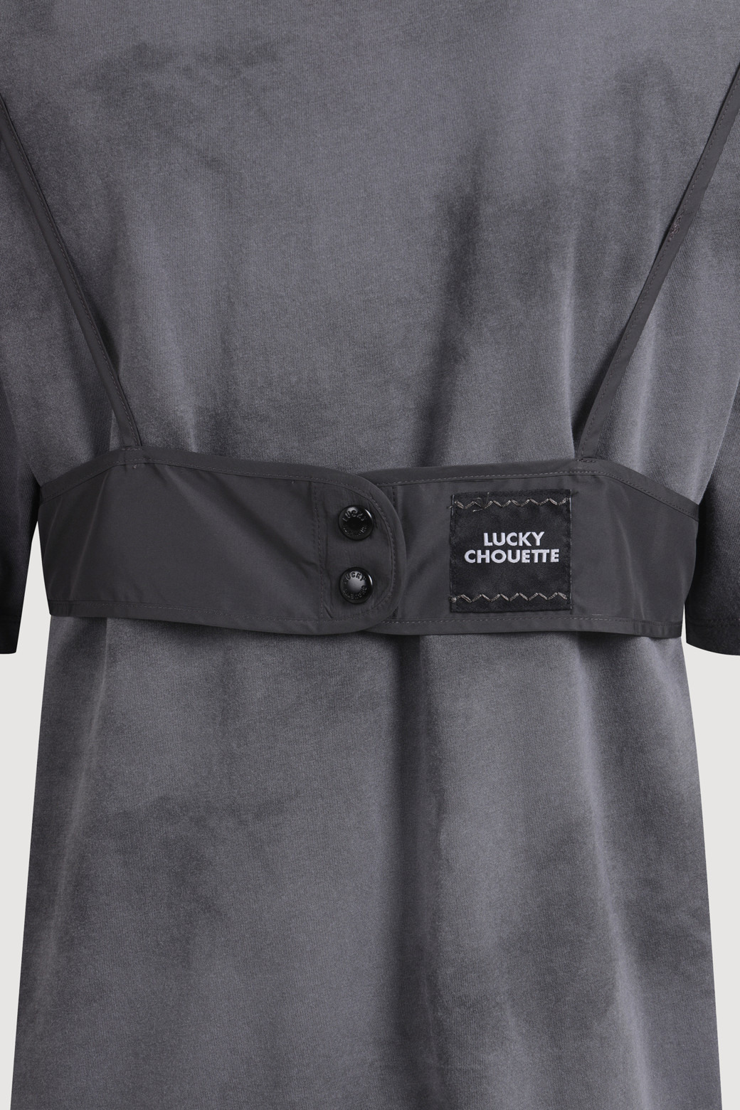 LUCKY CHOUETTE - 반소매 티셔츠 - Bustier Point Half Sleeve T-shirt (grey)