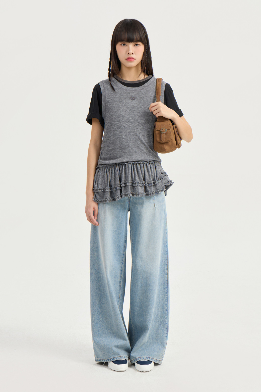 LUCKY CHOUETTE - 롱/미디팬츠 - [Re-Order]Semi Wide Denim Pants (blue)