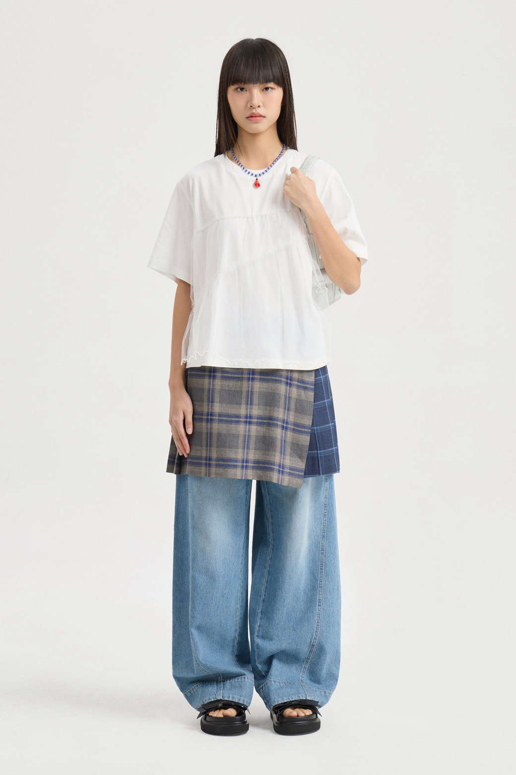 LUCKY CHOUETTE - 반소매 티셔츠 - Mesh Point Half Sleeve T-shirt (white)