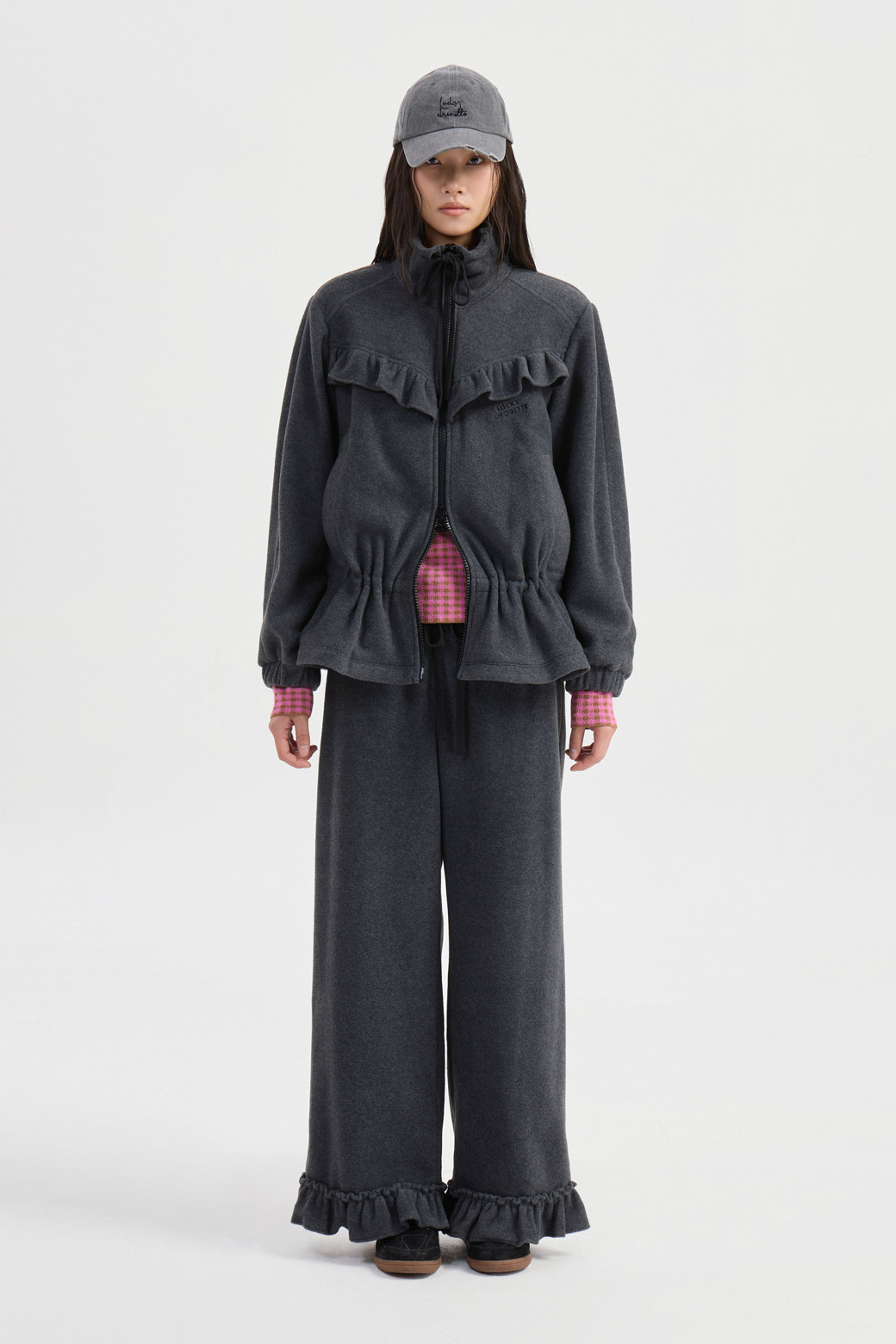 럭키슈에뜨] [Re-Order] Frill Detail Check Jumper