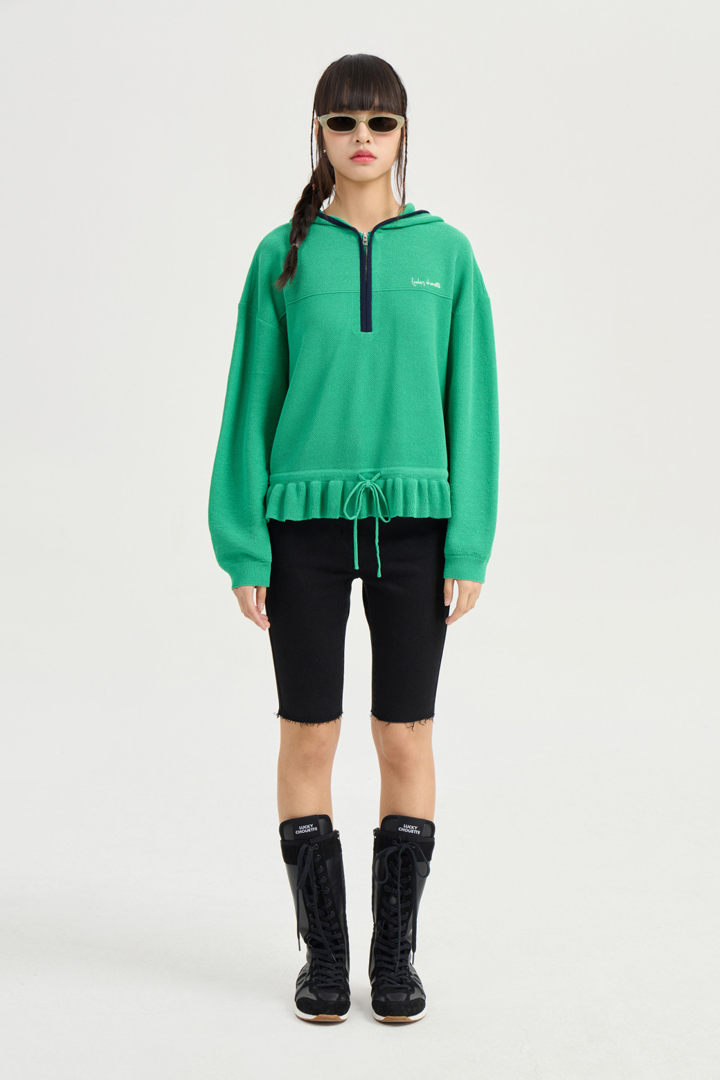 LUCKY CHOUETTE - 스웨터 - Zip Up Hood Pullover (green)