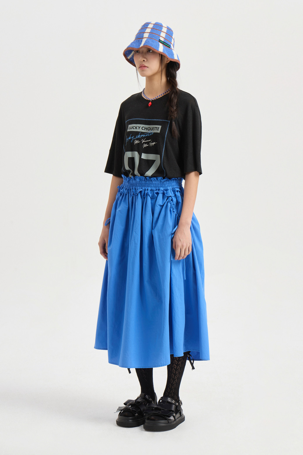【BAON】Peuin Banding Shirring Pocket Long Skirt Shirring Banding Long Skirt (blue)_LUCKY CHOUETTE - 코오롱몰